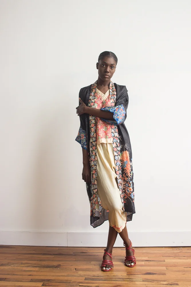 1920s Japanese Jacquard Silk Pongee Robe — Wayward Collection